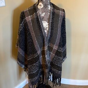 Plaid Fringe Shawl